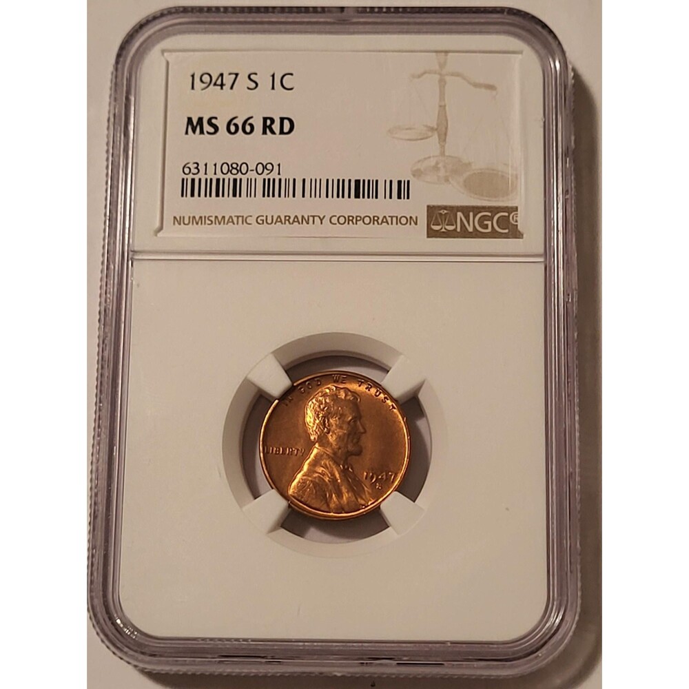 1947 S Lincoln Wheat Cent MS66 RED NGC